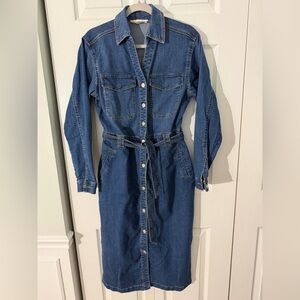 Westbound Blue Stretch Denim Belted Dress